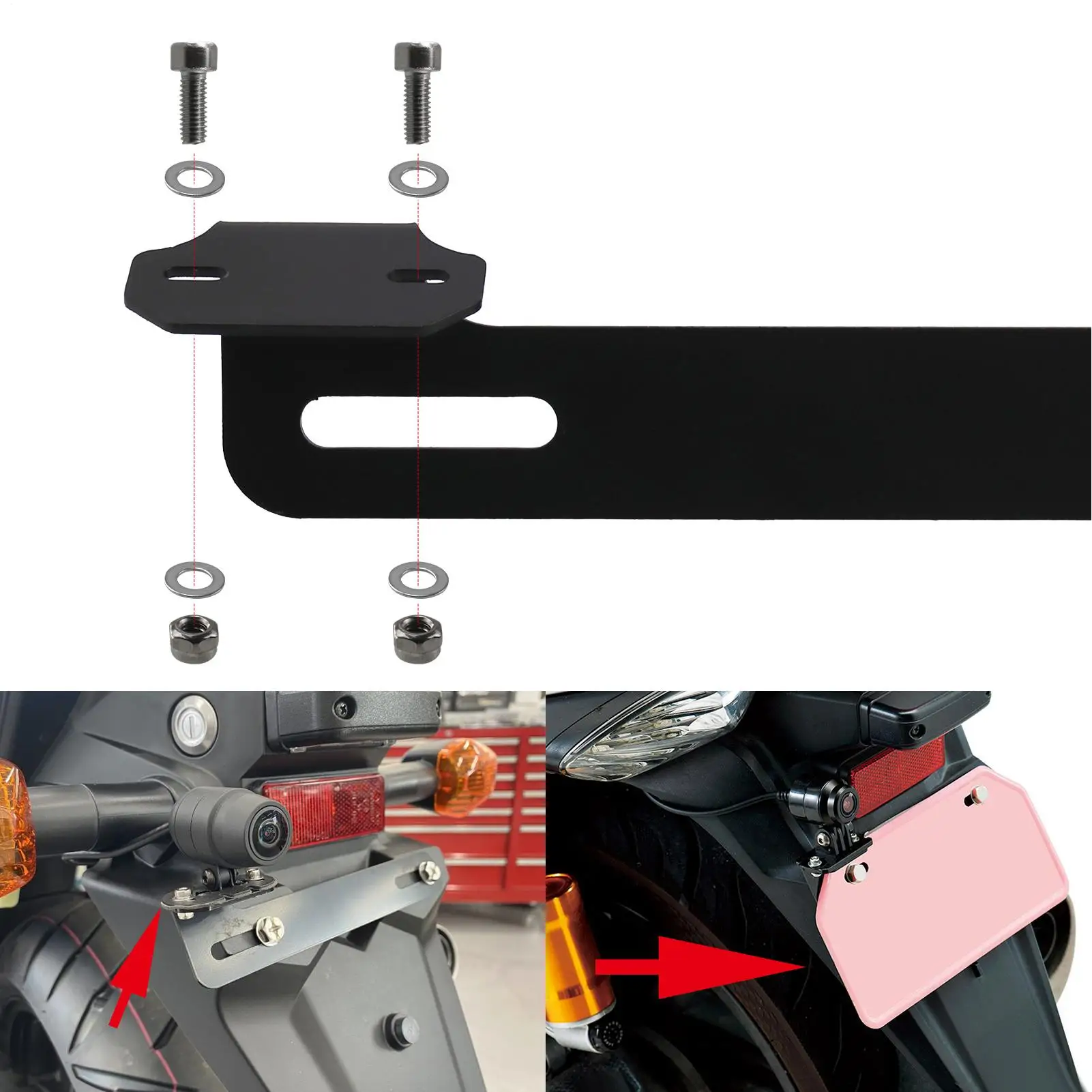 Motorcycle Video Camera Mount Rust-Proof Video Recorder Installation Base Rear License Plate Bracket For Beginner Enthusiast view 5