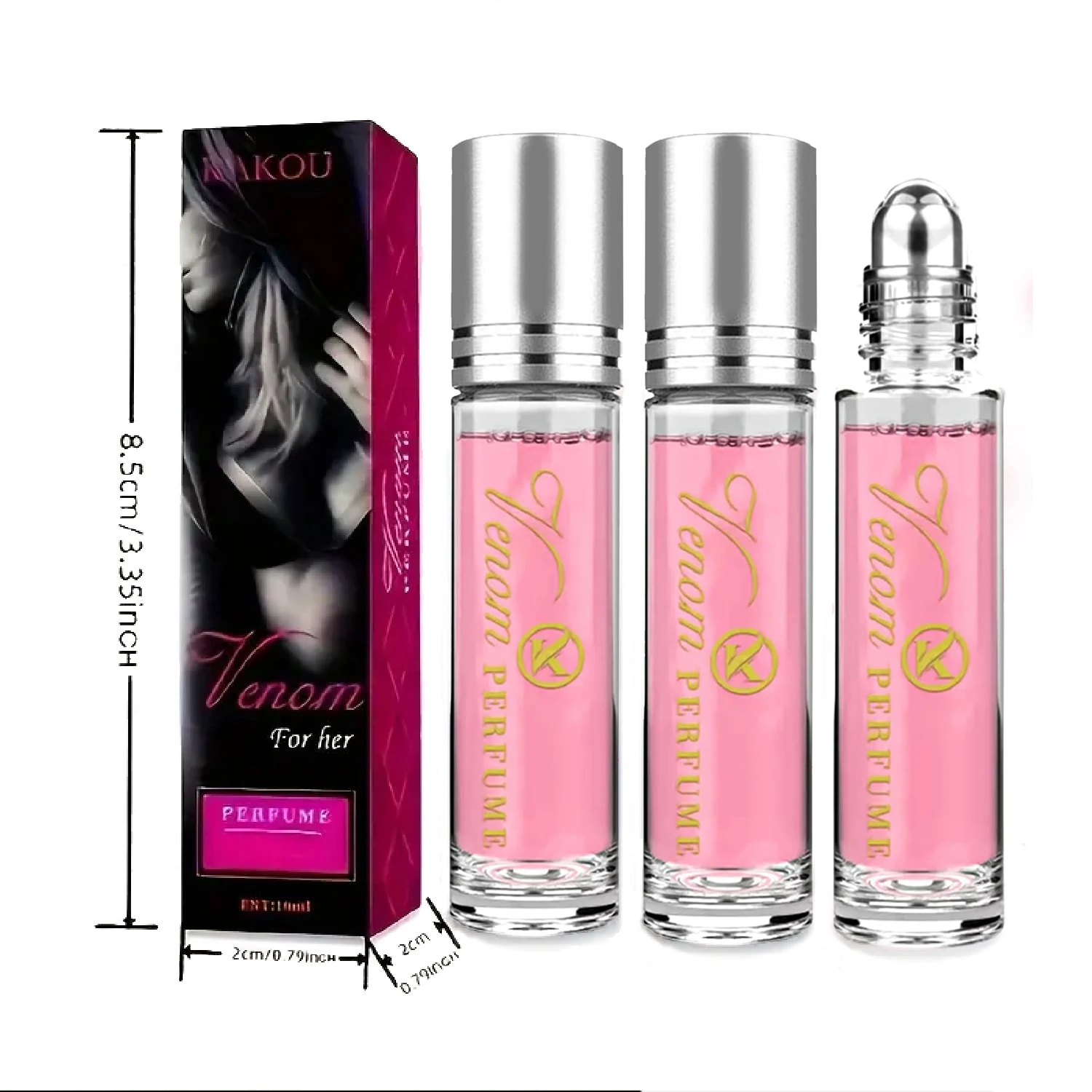 Perfume Rollerball para Mujer, Colonia para Mujer, - 3PCS - Perfume Portátil de Viaje, Frescura Duradera, - 0,34 FL OZ/10 ML