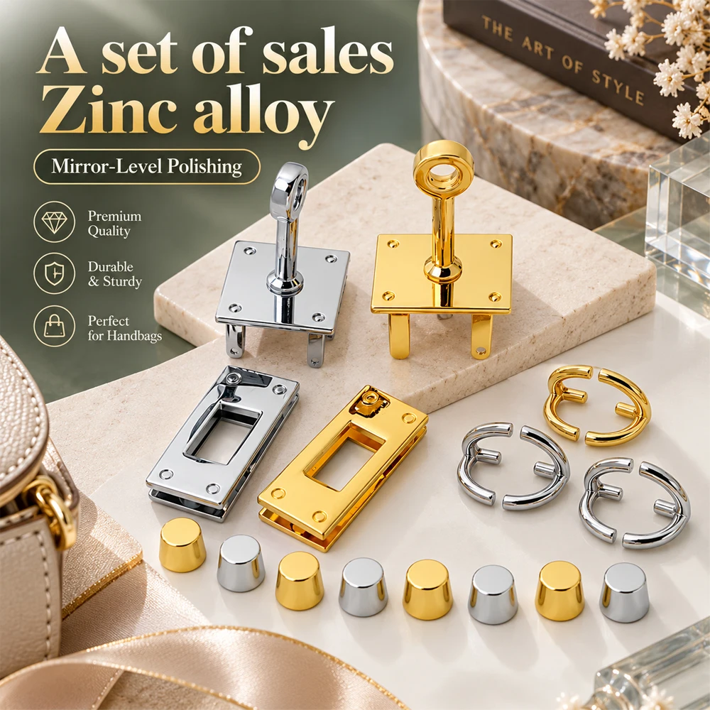 1-5 Sets 25*20mm New Arrive Products Gold Chrome A Set of Mini Lock for DIY Shoulder Bag Purse Accessories
