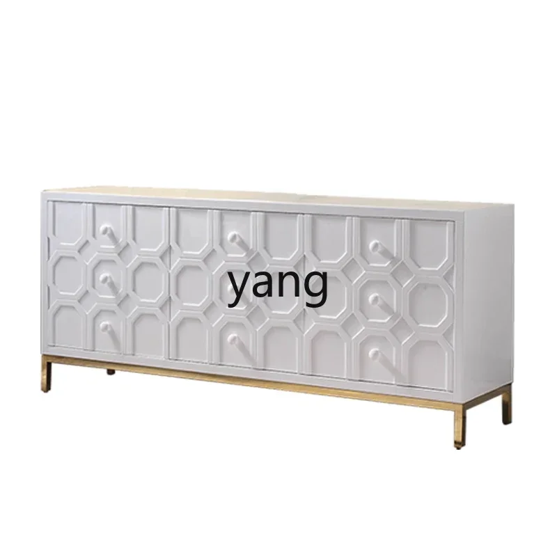 LH  white solid wood simple TV cabinet post-modern light luxury entrance cabinet