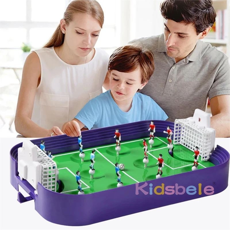 Mini Tabletop Table Soccer Shooting Defending Board Game Double Play Spring Football Field