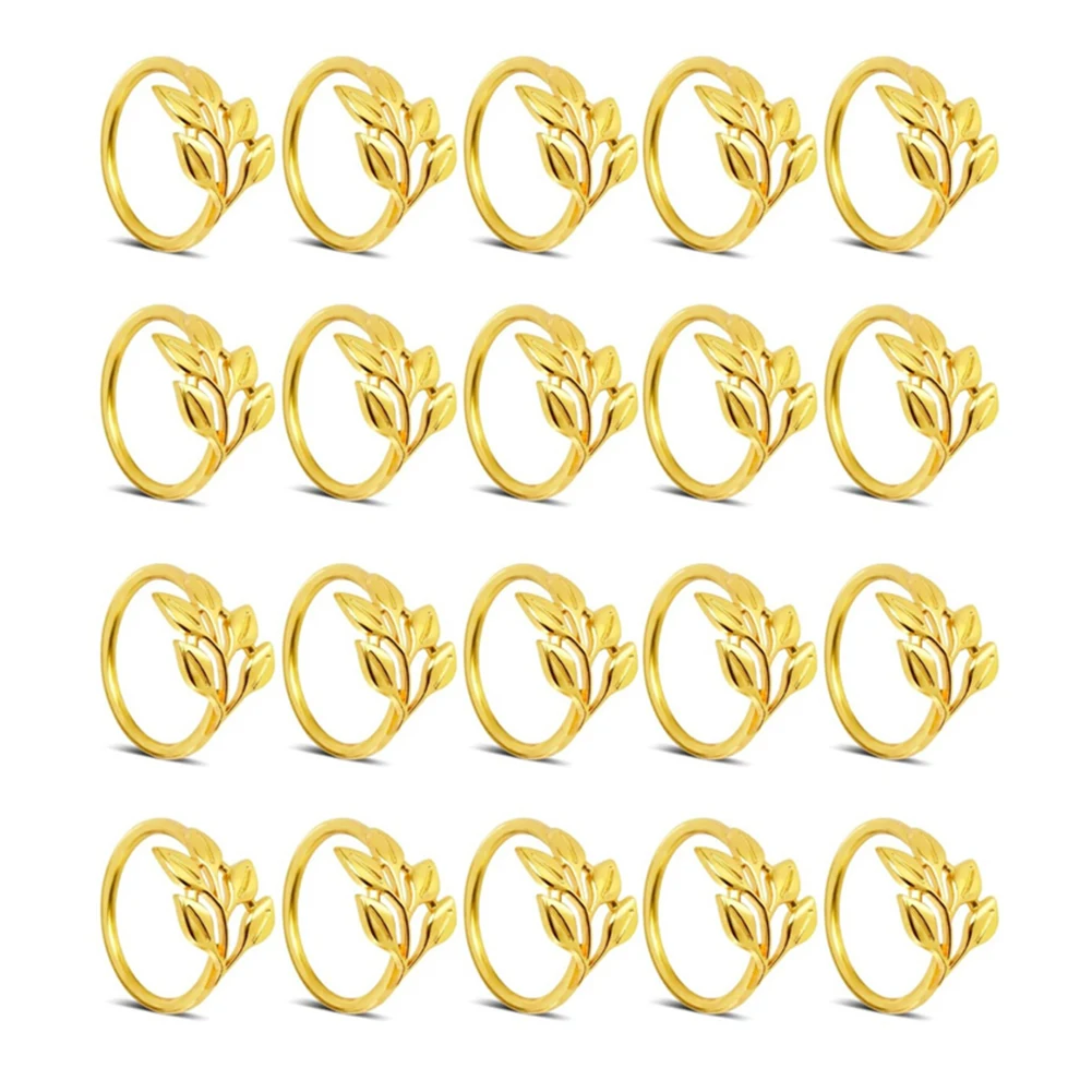 

20 Metal Napkin Rings with Leaf Pattern for Table Decoration Napkin Holders Suitable for Weddings For Dinner Parties and Events