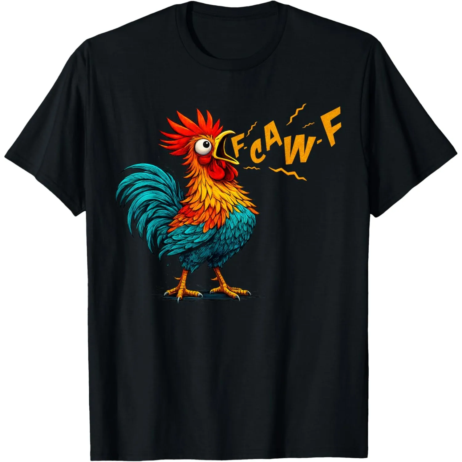 Funny Rooster Fcawf Graphic Tee Men's Casual Short Sleeve Crew Neck T-Shirt