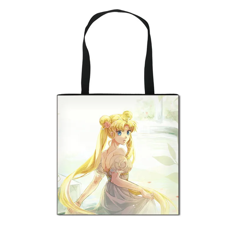 Sailor Moon Shoulder Bag Cute Cartoon Portable Polyester Handbag Student Large Capacity Stationery Organiser Kids Birthday Gifts