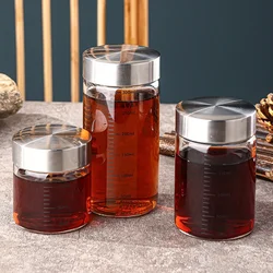1Pcs High Borosilicate Glass Bottle Leak-proof Bottle Brewing Wine Bottle with Scale Coffee Cup Household Travel Fluid Container