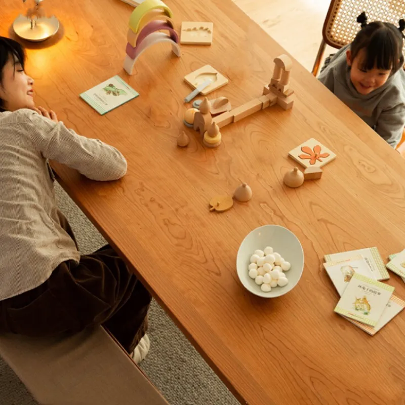 

Nordic Japanese-style household small apartment long table cherry wood workbench large board table