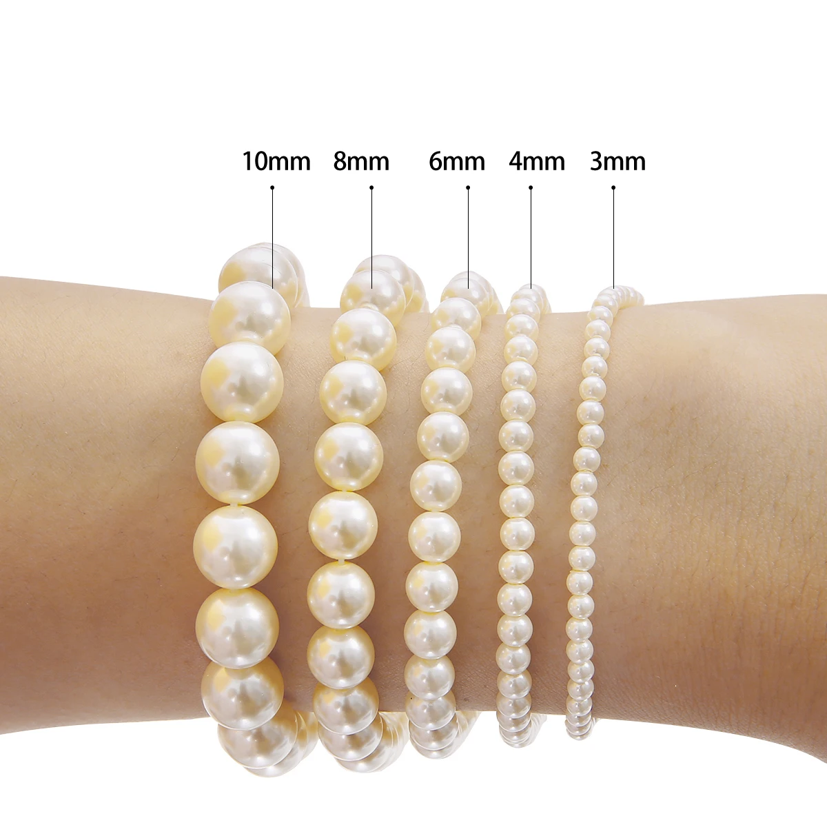 3/4/6/8/10mm High Quality Glass Imitation Pearls Round Loose Beads for DIY Bracelet Earrings Necklace Jewelry Making Garment