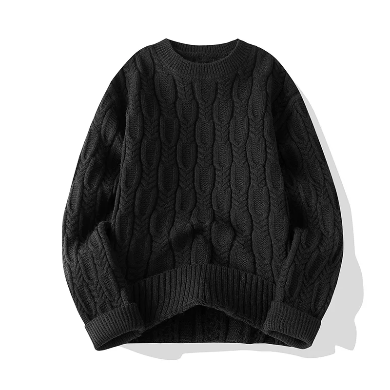 

Solid Fashion Clothing Pullover Tops Loose Autumn Winter Thicken Shirt Sweatshirt O Neck Knitwear Outerwear Knitted Sweater Coat