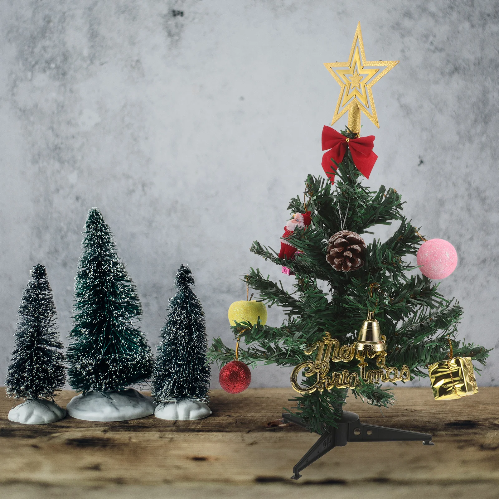 

2Sets Mini Xmas Tree Artificial Pine Trees Desktop Table Holiday Decorations Small Craft Trees for Christmas Fake Mini Tree