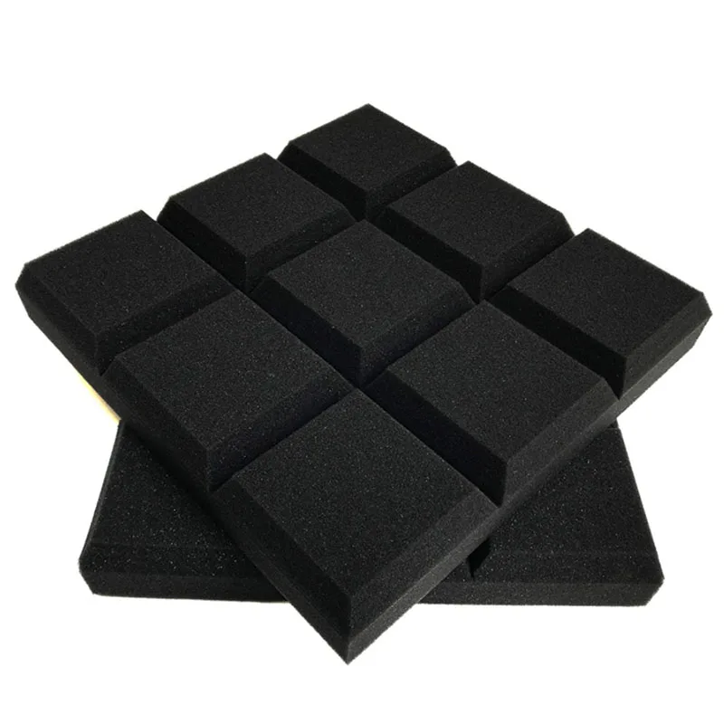 6 Pack 30X30x5cm  Acoustic Foam Panels, Beveled 9 Block Tiles, Sound Panels Wedges Soundproof Sound Insulation Absorbing