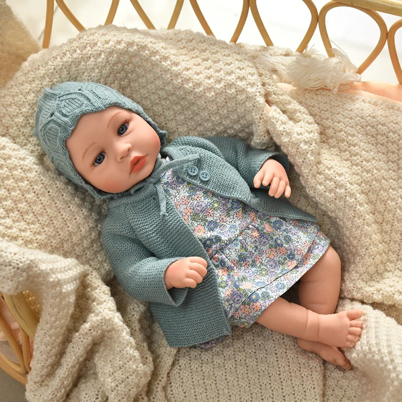 45cm Reborn-Babypuppenkleidung, Niedliche Puppenkleidung für 18-Zoll-Neugeborenen-Babypuppen, Realistisches Kleid für Mädchen, Spielzeug-Puppenzubehör-Outfit – Detail 5
