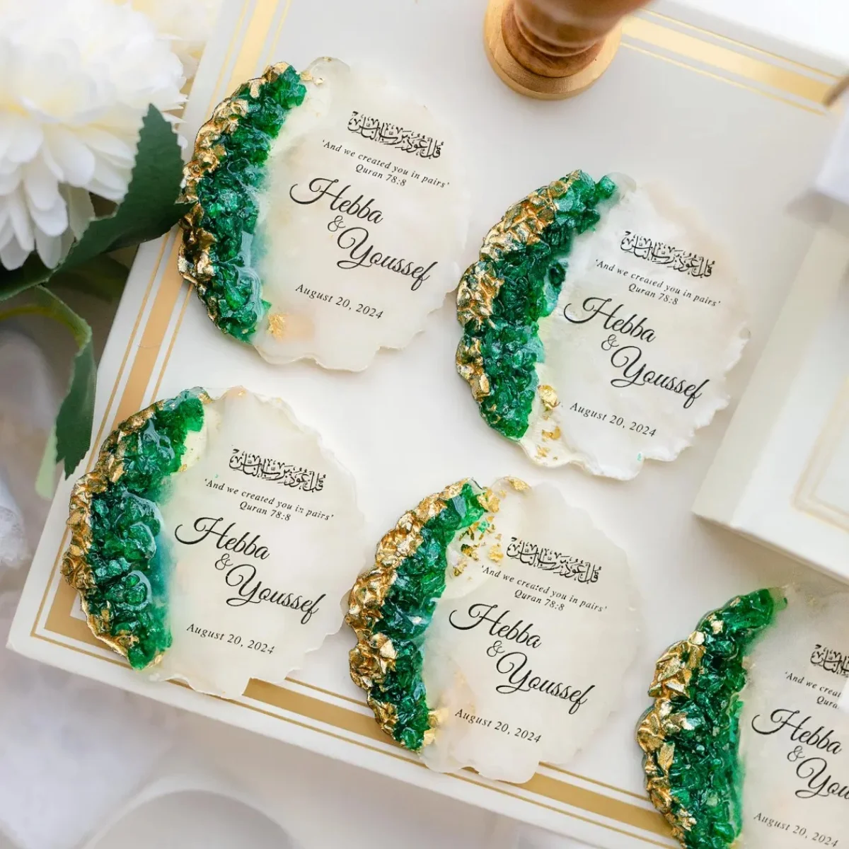 

Изготовленный на заказ эпоксидный магнит - уникальный подарок на свадьбу, крещение и помолвку для гостей, персонализированный магнит Save the Date в роскоши