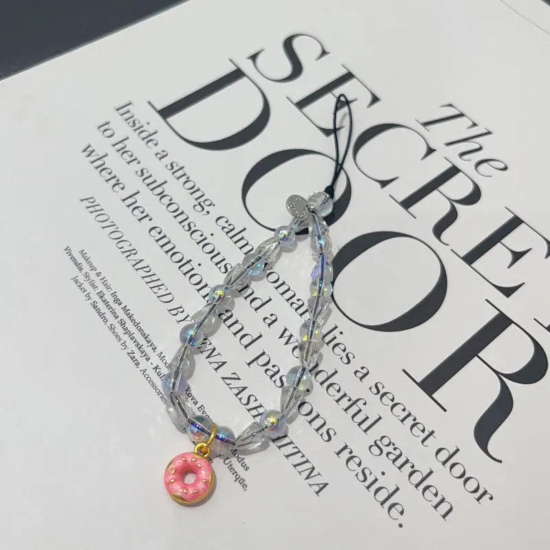 Sweet Donut Crystal Mobile Phone Chain Mini Chain Advanced Fashion Hanging Rope Internet Celebrity CCD Creative Pendant