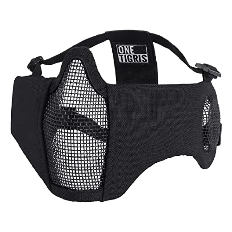 

6" Foldable Half Face Airsoft Mesh Mask with Ear Protection, Military Tactical Lower Face Protective Mask