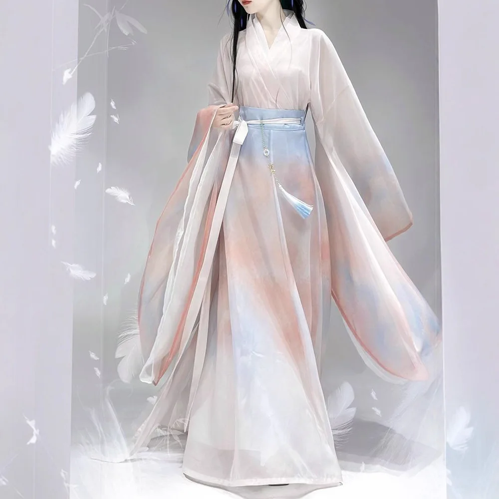 

259-Original Wei, Jin, Southern and Northern Dynasties Hanfu women waist length skirt cross collar wide sleeves ancient costume