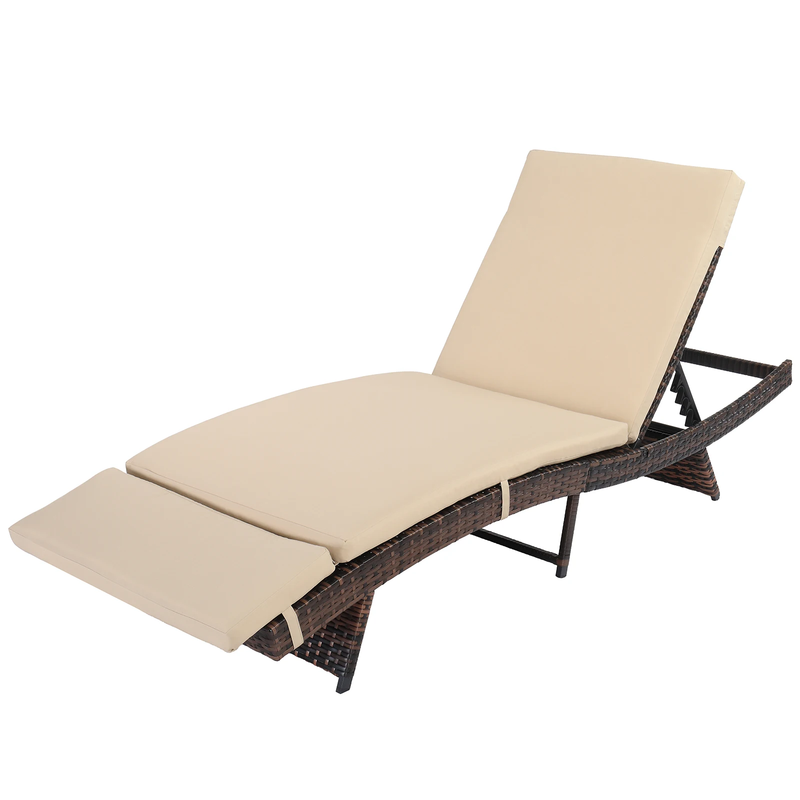 Chaise longue inclinable en forme de S, lit en rotin tissé avec baume épais, chaise d'extérieur en rotin plastique, chaise de bain solaire