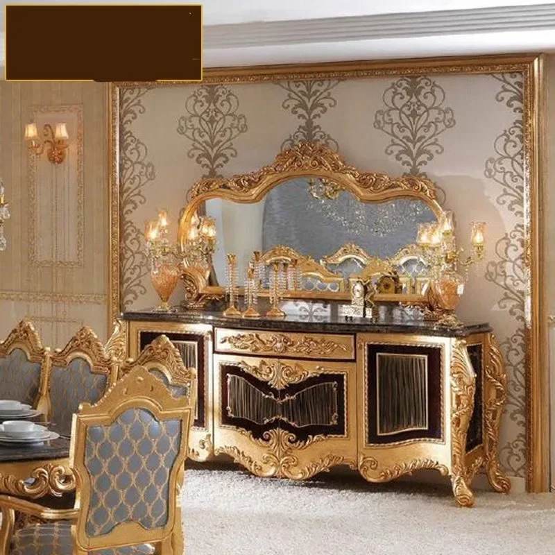 European porch cabinet Italy luxury living room sideboard solid wood carved tea cabinet decorative cabinet