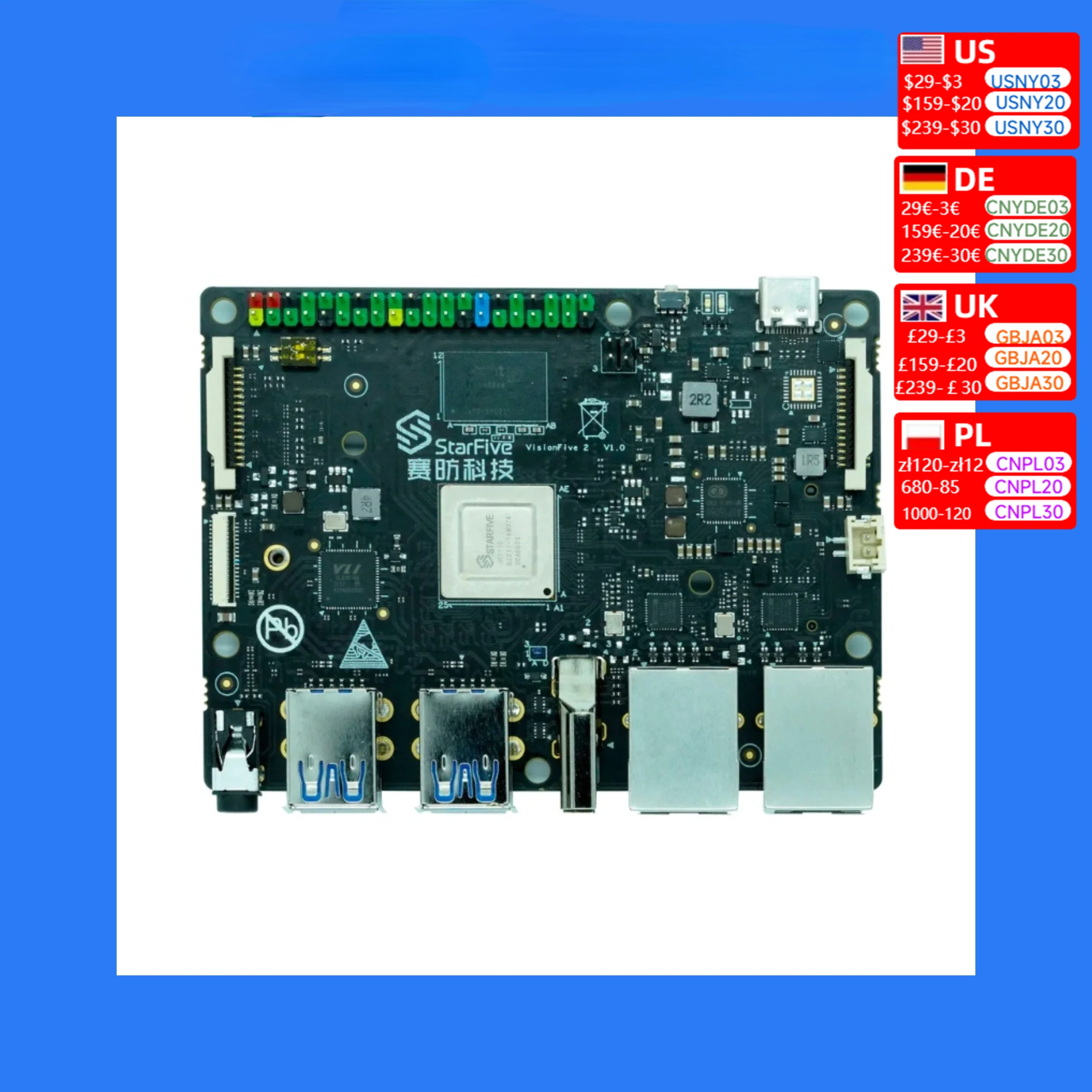 VisionFive2 RISC-V Saifang AI Open Source Development Board StarFive JH7110 3D GPU