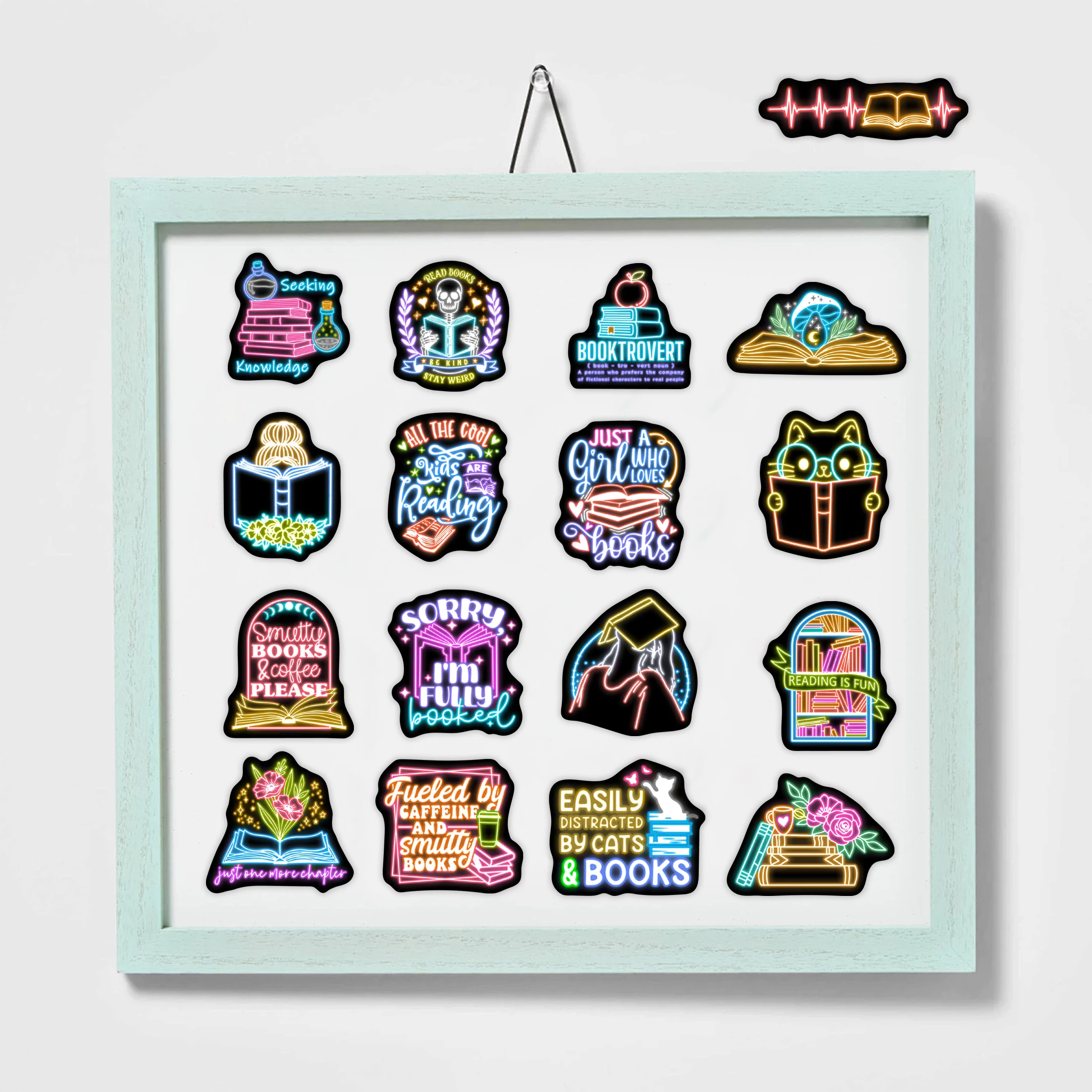 50 قطعة النيون يتوهج في الظلام كتاب نمط ملصقات مقاوم للماء شارات الفينيل سكيت الكمبيوتر الديكور للأطفال المراهقين الهدايا #6