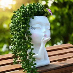 Kissing Girl Flowerpot Head Flower Pot Face Planters Pot Home Decoration Garden Flowerpot