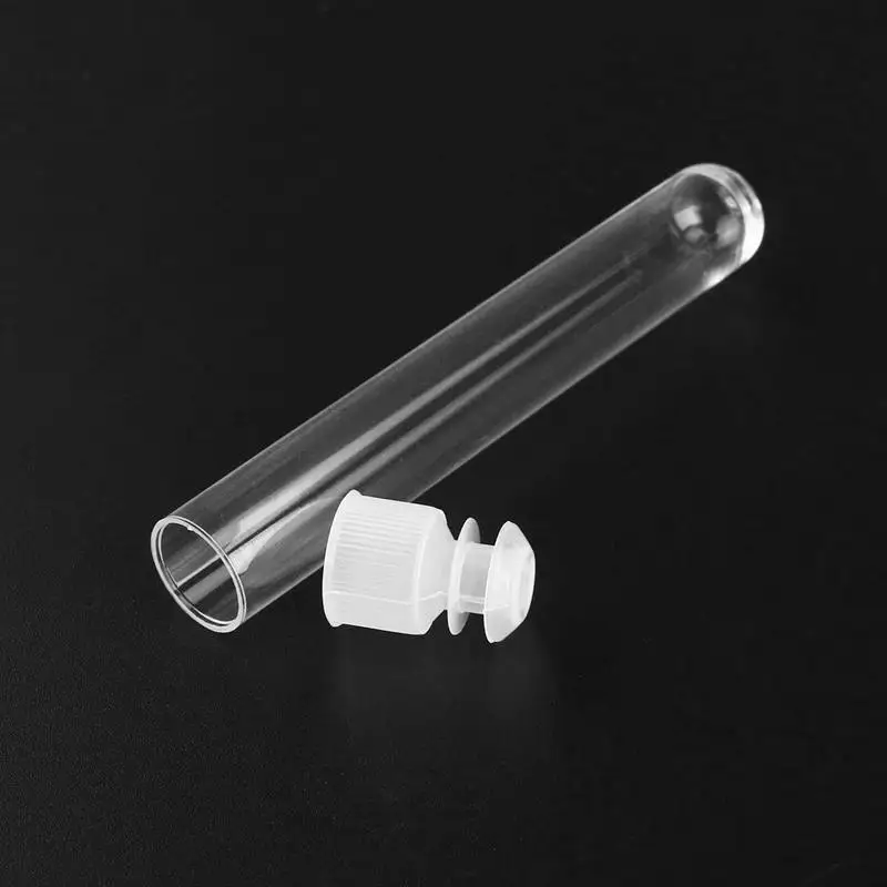 50Pcs Clear Plastic Test Tubes with White Screw Caps Sample Containers Bottles Push Caps 12X75mm