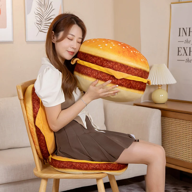 New Creative Burger Plush Toy Soft Padded Plush Cushion Cute Hamburger Pillow Sofa Chair Cushion Birthday Gift