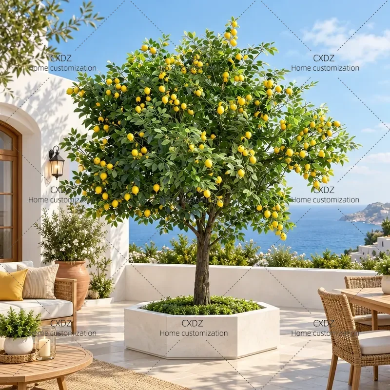 Simulated Lemon Tree Green Plants Fake Orange Hawthorn Tree Decorative Landscaping Interior Ornaments New Year Large Fruit