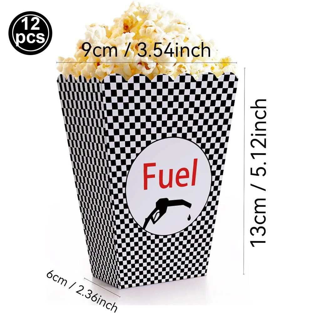 Racing Auto Kraftstoff Thema Popcorn Box Papiertüten mit Griff Wasser Flasche Aufkleber Kunststoff Tasse Jungen Geburtstag Party Decor Liefert – Detail 3