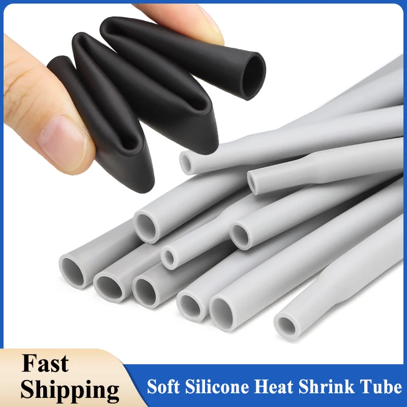 

1 - 10m Black/Grey 1.7:1 Silicone Insulated Sleeve 0.8 - 30mm High Temperature Resistance Shrinkable Tube Cable Line Sheath Wrap