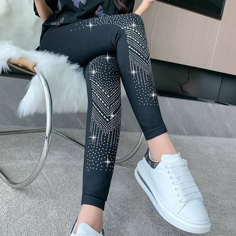 Diamonds Leggings Women Sexy Skinny Chic Leggings Mujer Gym Slim Tights Y2k Elastic High Waist Pants Streetwear Gym Clothing