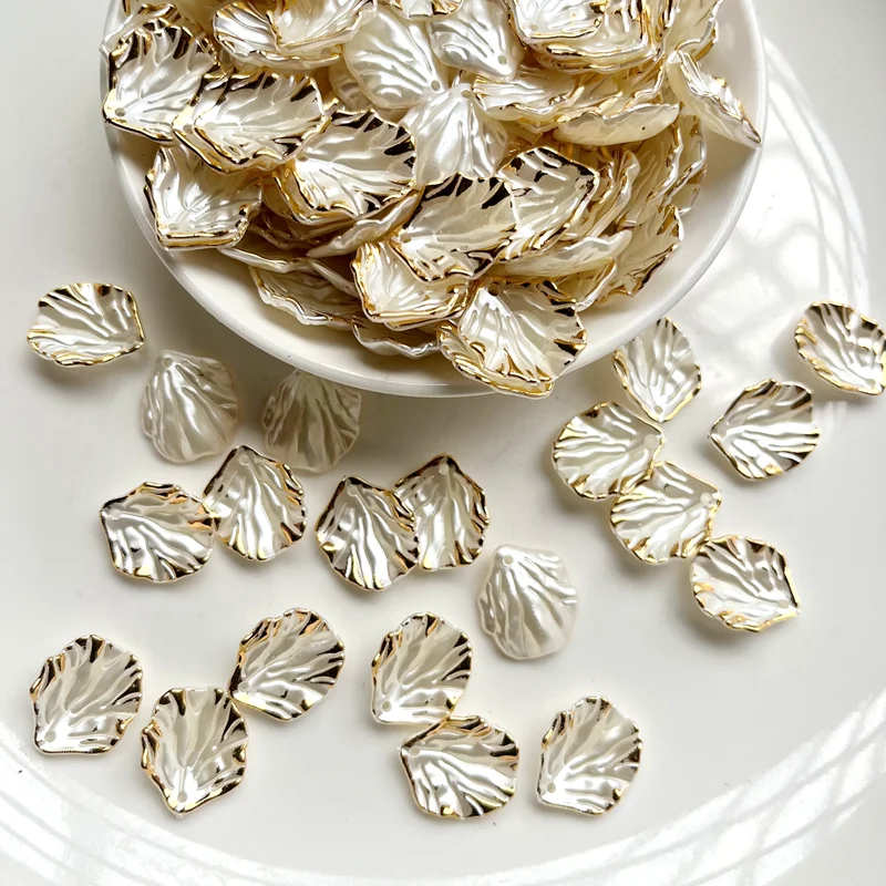 white gilt edged transparent leaf channeling beads diy hair earrings bracelet pendant making decorative accessories 30pcs/lot