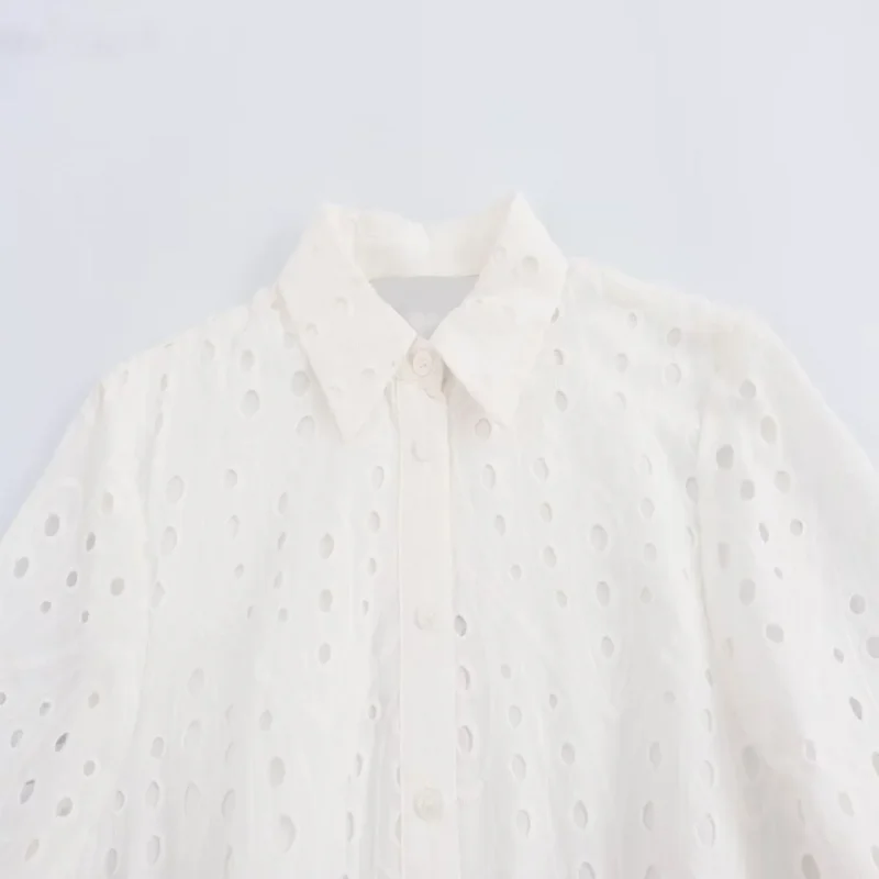 Ele Summer 2024 Or Sve da donna ricamato scavato bianco Dr Commute Sle irt Dr Summer Collection