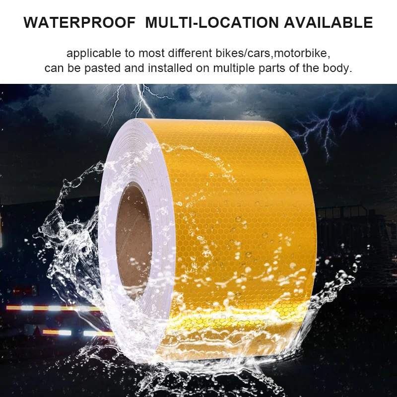 Waterproof White Red Yellow Fluorescent Reflective Tape 4Inch High Visibility Warning Safety Adhesive Car Reflector Sticker 50M