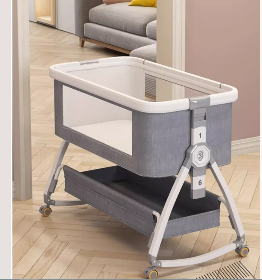 Aluminum crib moveable portable bassinet foldable multifunctional bb bed spliced queen bed for newborn babies