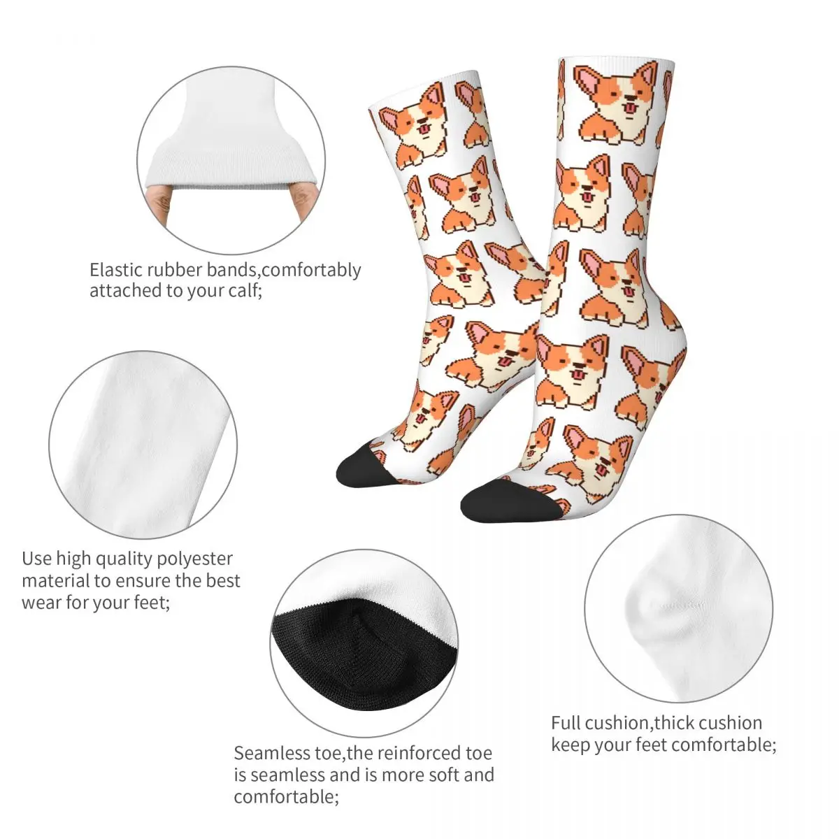 Corgi – chaussettes autocollantes pour adultes, chaussettes unisexes, chaussettes pour hommes et femmes