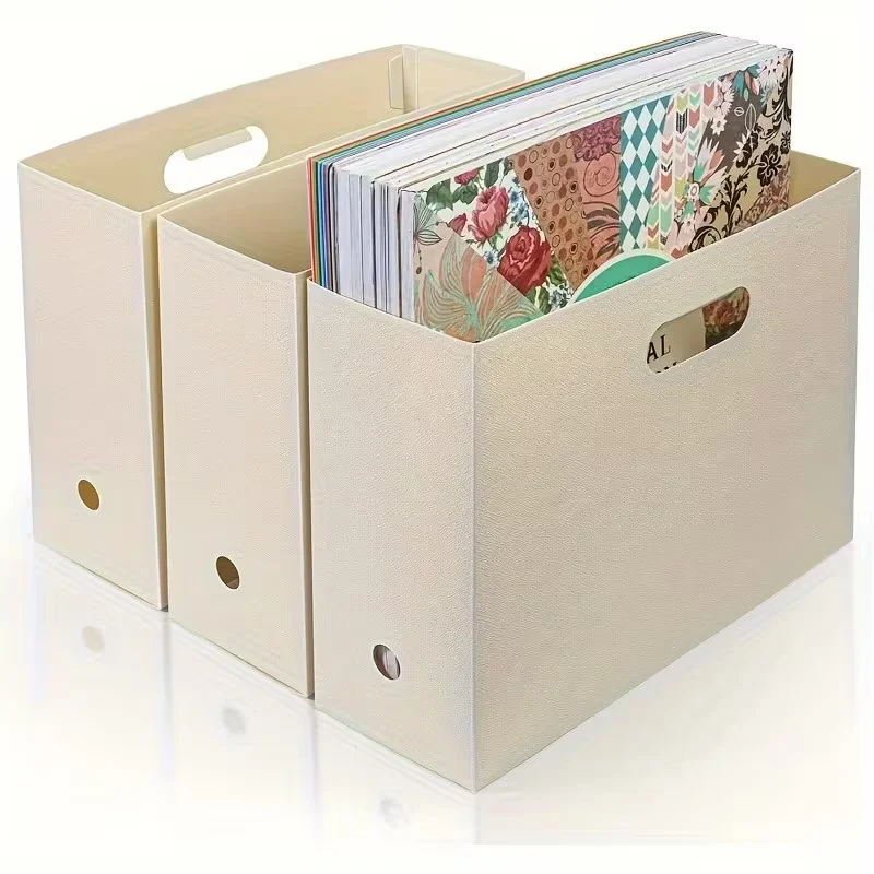 

1Pcs Collapsible Plastic File Holder Bin with Handle for Desktop Multipurpose Scrapbook Paper Organizer Sorting Book Stand Box