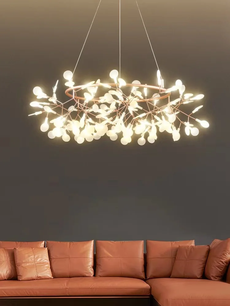 

LED Postmodern Stainless Steel Acryl Firefly Suspension Luminaire Lampen Lustre Chandelier Lighting For Dinning Room