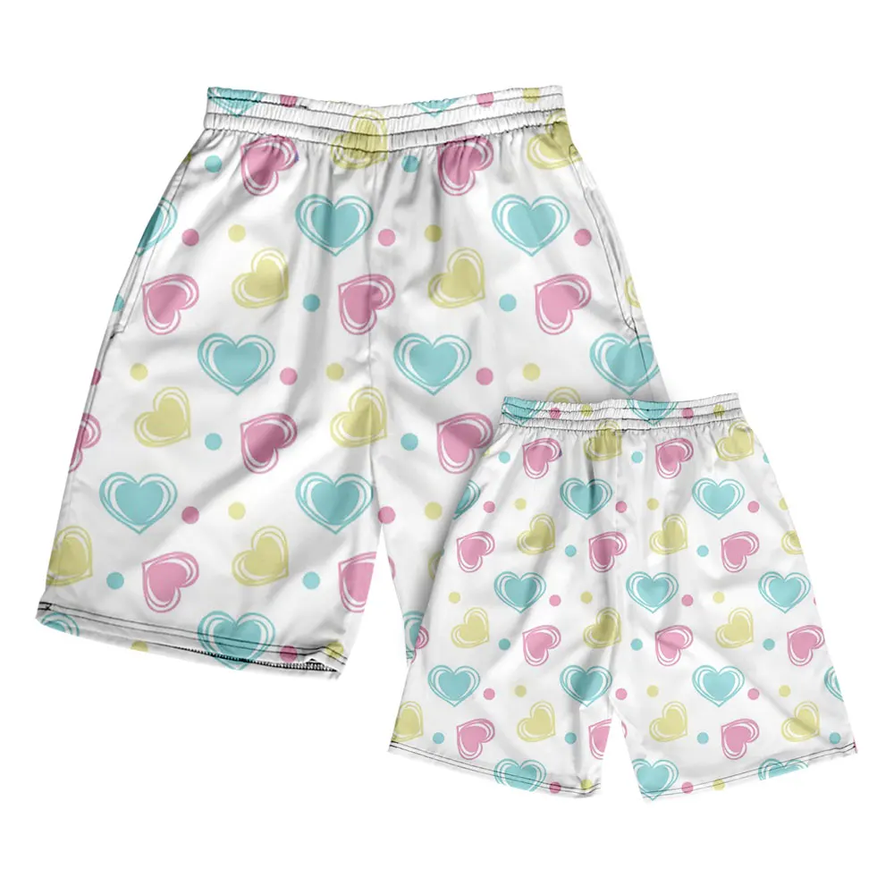 This Summer's New Fashion and Simple 3D Love Print Sports Shorts with Casual Harajuku Style Beachwear