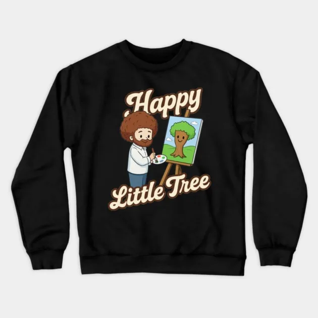 

Autumn and Winter Style Art - Tribute - Humor Sweatshirt, "Bob Ross and Tree" Graphic for A Trendy and Witty Look