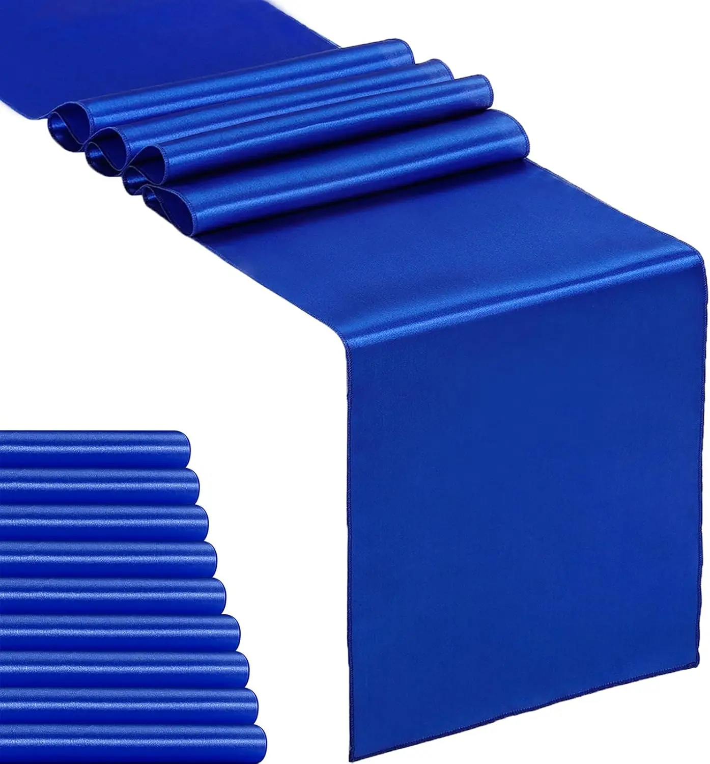 10-Pack Satin Table Runner Royal Blue 12 x 108 inches Long, Table Runners for Wedding, Birthday Parties, Banquets Decorations