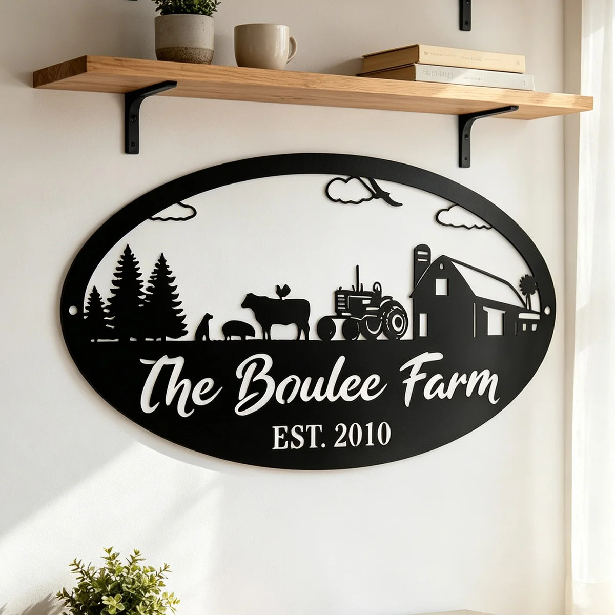 Personalized Oval Metal Farm Sign, Custom Farm Name Ranch Sign, Farmhouse Wall Art Decor Farmer Gift, Farm Gate Established Sign