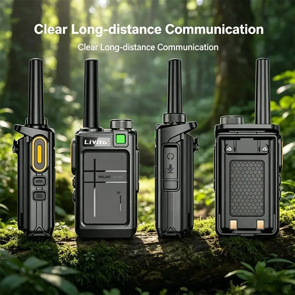 Mini Walkie Talkie 2 Pack Slim Portable One-Key Match Low Power Consumption Two-Way Radio for Security Patrol And Hotel Communic