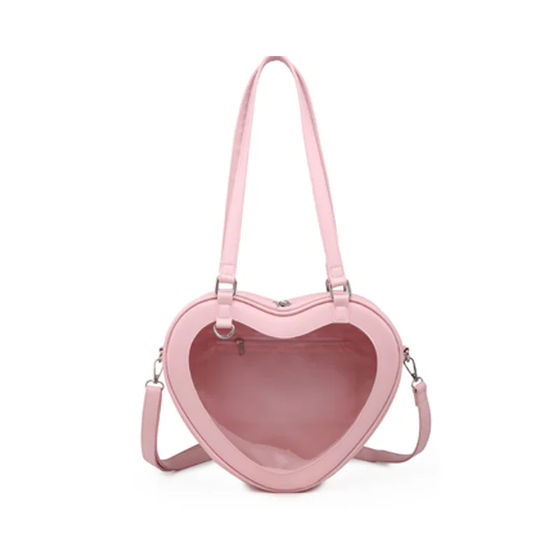 

JIAERDI Japanese Pink Heart Ita Bags Women Harajuku Pu Handle Uniform Shoudler Bag Female Lolita Sweet Messenger Bag Aesthetic