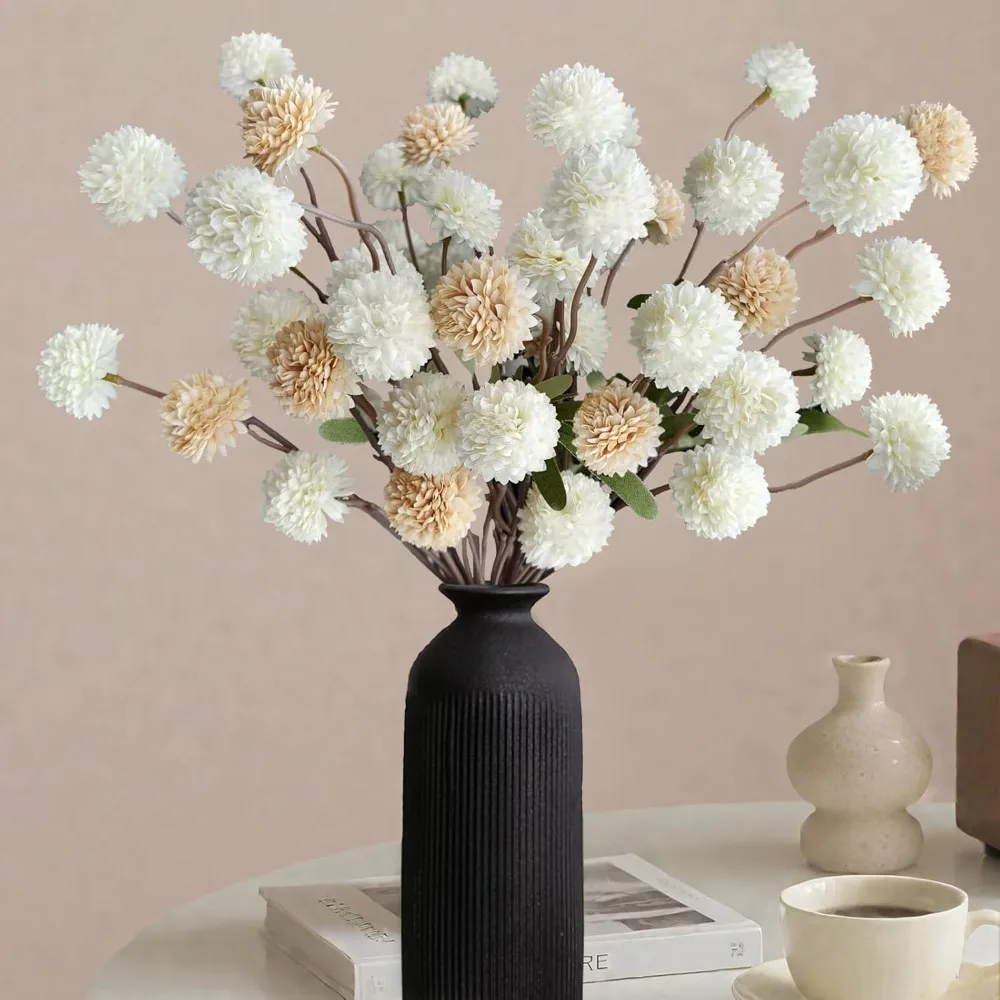 5 Köpfe Künstlicher Blumenstrauß Löwenzahn-Blumenball Kunstblumen Vasenarrangement Heim Garten Hochzeitsdekoration DIY Bastelkranz – Detail 11