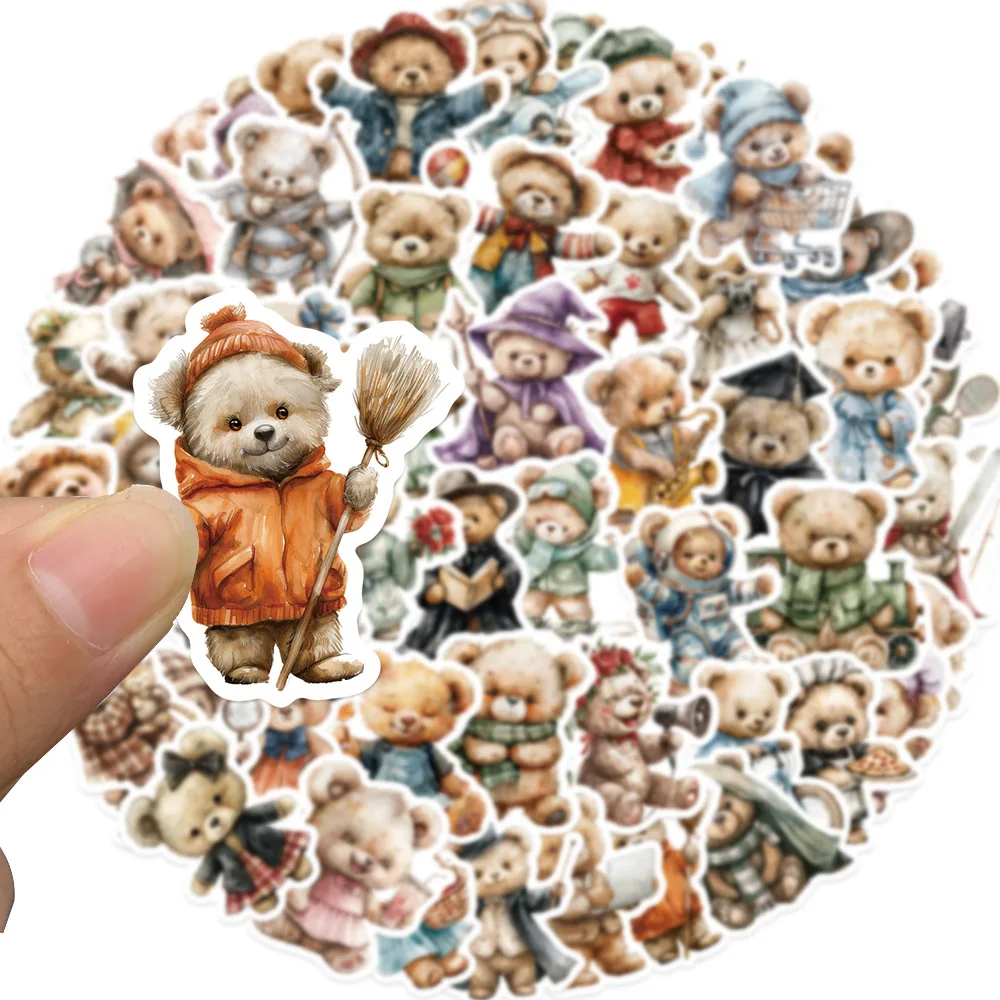 55 قطعة من ملصقات الكتابة على الجدران اللطيفة على شكل دمية دب DIY للأطفال لعبة كلاسيكية للسفر والأمتعة والجيتار ملصق إبداعي مقاوم للماء