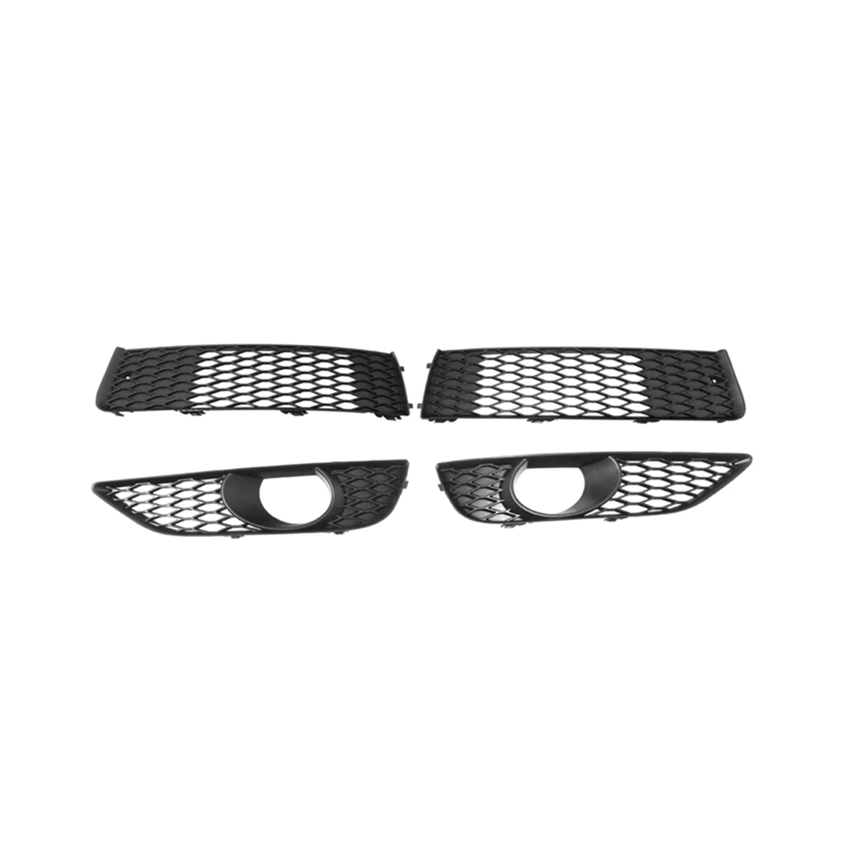 

4Pcs Front Bumper Lower Upper Mesh Grille Fog Light Grill Bezel Cover for Audi Q7 S-Line 2010-2015 4L0807697B 4L0807675C