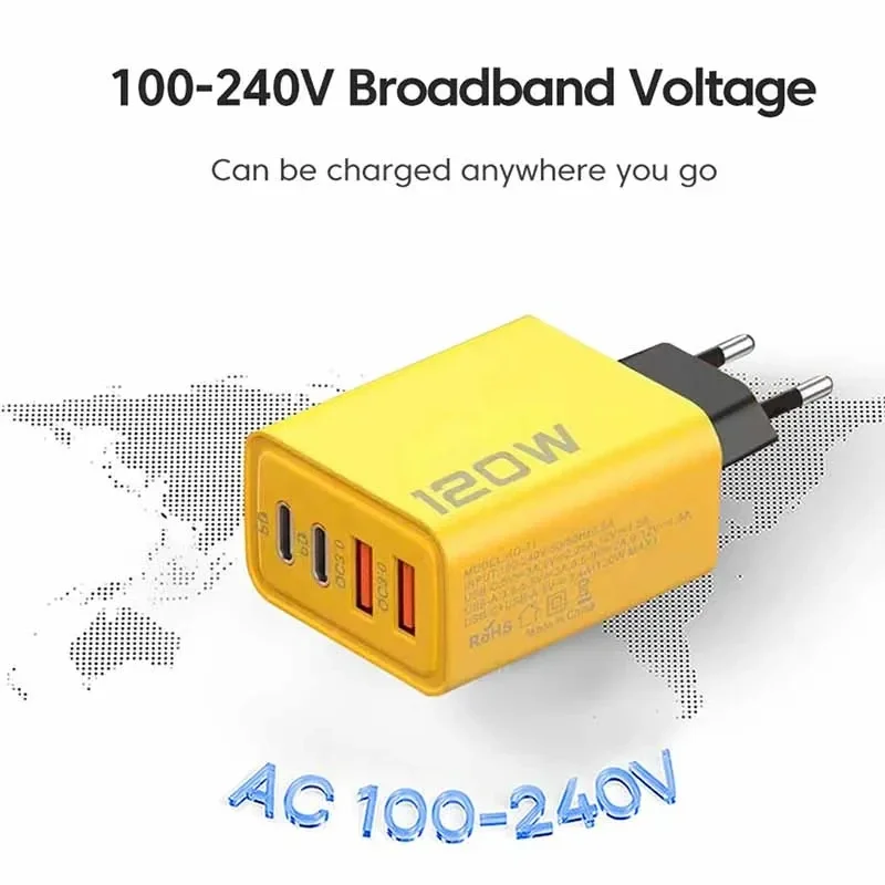 샤오미 고속 충전 3.0 USB 충전기 어댑터, 120W C 타입, 아이폰 삼성 샤오미 PD USB 충전기, 고속 충전