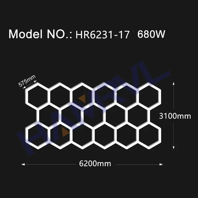 Hexagon light garage Detailing Auto Car Body Repair Led Workshop Light Hexagonal Ceiling Light