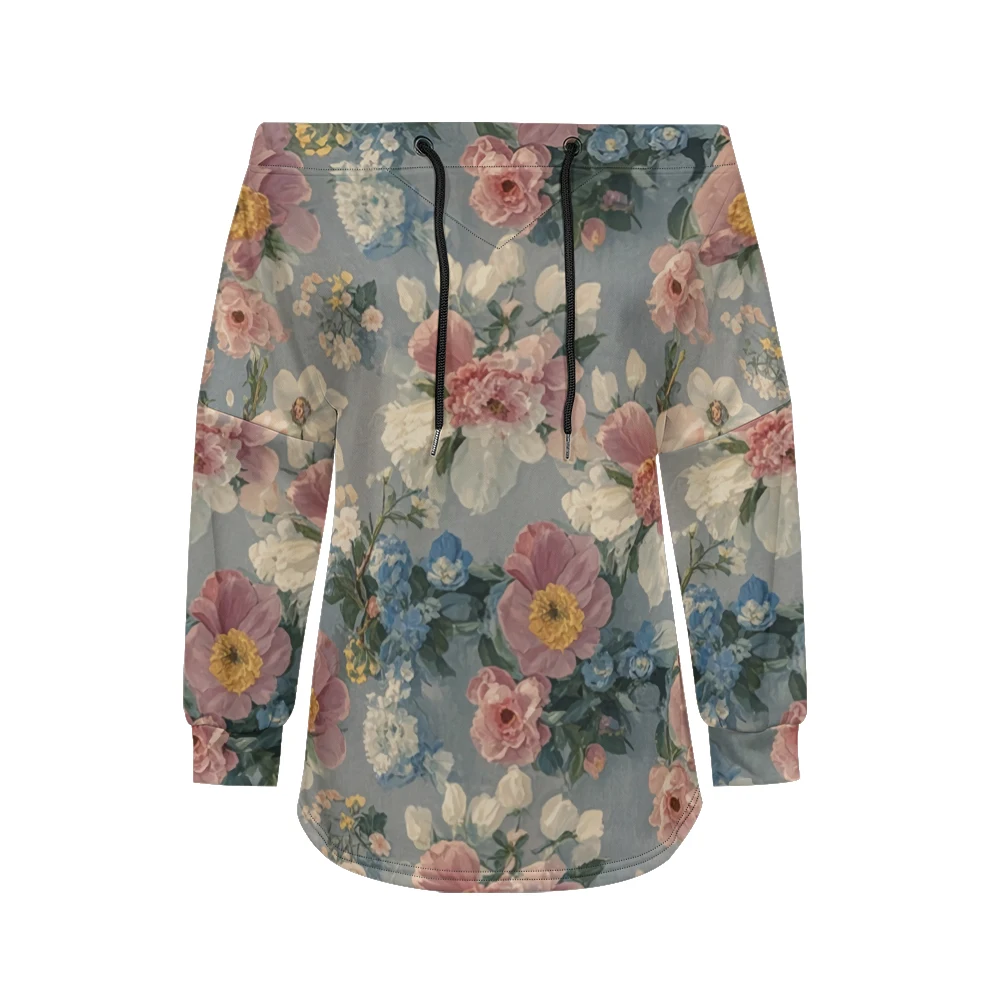 

Модный шикарный свитшот с открытыми плечами и ботаническим принтом, уличная одежда, стильный пуловер с длинными рукавами и цветочным принтом в стиле каваи, весенняя повседневная одежда