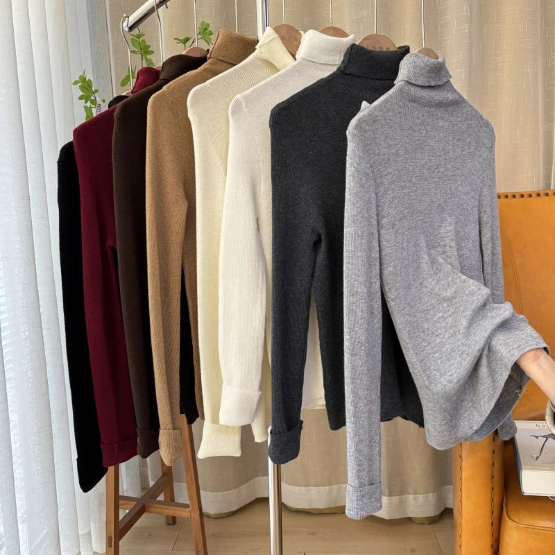

Lambswool Camere Pullover Sweater Pure Color Simple Design Autumn Winter Commute ential Women's Knitwear